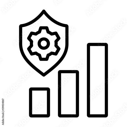 Mitigation outline icon for business and finance, bar chart, recovery, legal, risk, protection, reduction, management, business, risk management logo