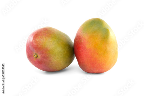 Multicolored mango fruits isolated on a white