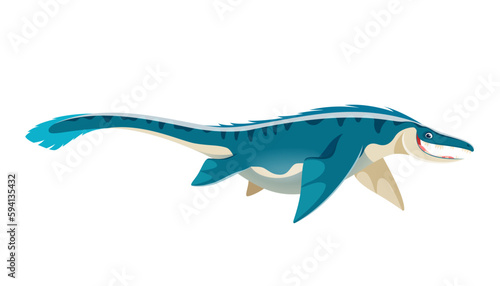 Cartoon Mosasaurus dinosaur character. Mesozoic era wildlife sea monster or aquatic reptile, isolated prehistoric ocean animal. Extinct carnivorous marine dinosaur vector cute personage