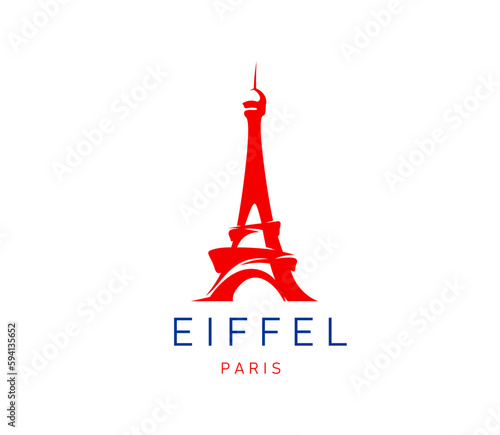 Paris Eiffel tower icon, France landmark symbol for travel and tourism, vector badge. Eiffel tower of Paris and French culture, travel attraction and sightseeing tour or company and fashion brand sign