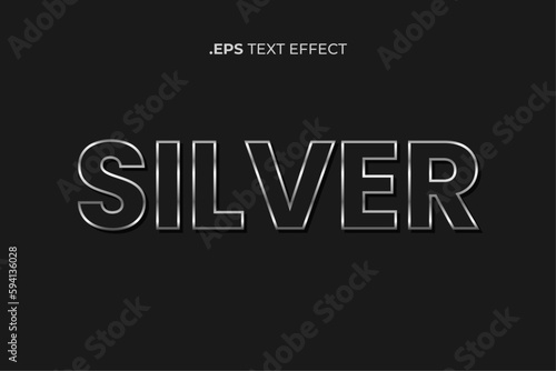 silver text effect editable vector