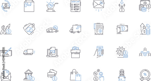 Market Segmentation line icons collection. Demographics, Psychographics, Geographic, Behavioural, Targeting, Niche, Personalization vector and linear illustration. Segments,Differentiation,Consumer