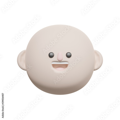 Cara de personaje 3d calvo feliz