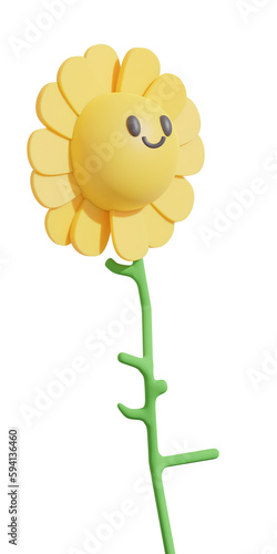 Planta girasol en 3d feliz
