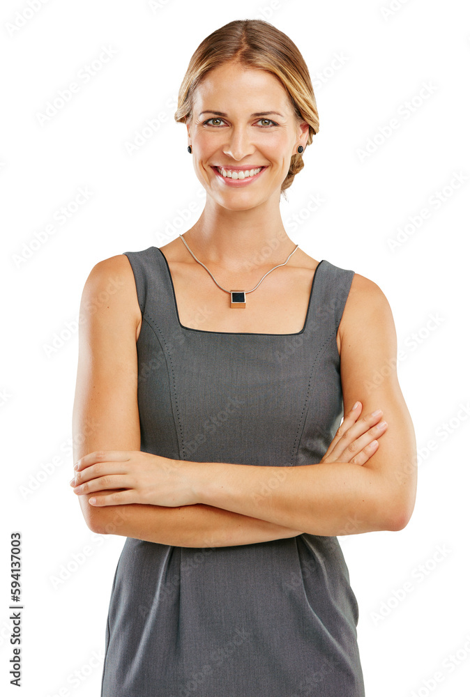 Business woman with smile and arms crossed in portrait, success and vision isolated on transparent or png background. Corporate lawyer, happy female with professional mindset and confidence in career Business woman with smile and arms crossed in portrait, success and vision isolated on transparent or png background. Corporate lawyer, happy female with professional mindset and confidence in career