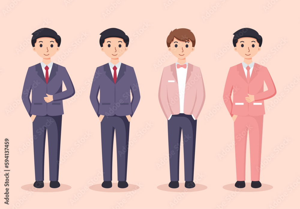 set of man in suit. businessman vector illustration
set of man in suit. businessman vector illustration