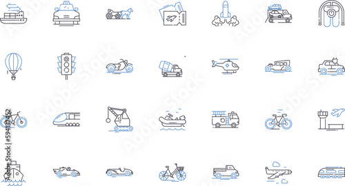 Fitness equipment line icons collection. Treadmill, Elliptical, Stationary bike, Dumbbell, Kettlebell, Resistance band, Yoga mat vector and linear illustration. Foam roller,Balance ball,Weight bench