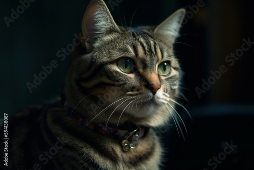 Close-up portrait of a beautiful cat. AI generated, human enhanced