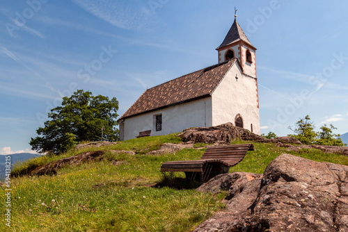 The little Church St. Hippolyt located near Tisens, South Tyrol photo