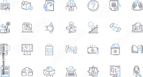 Loan office line icons collection. Funding, Finance, Credit, Interest, Mortgage, Collateral, Application vector and linear illustration. Assets,Liabilities,Approval outline signs set