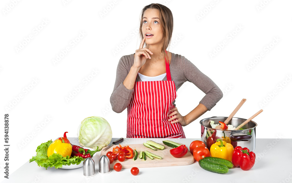Portrait of a Woman Cooking Vegetables Portrait of a Woman Cooking Vegetables