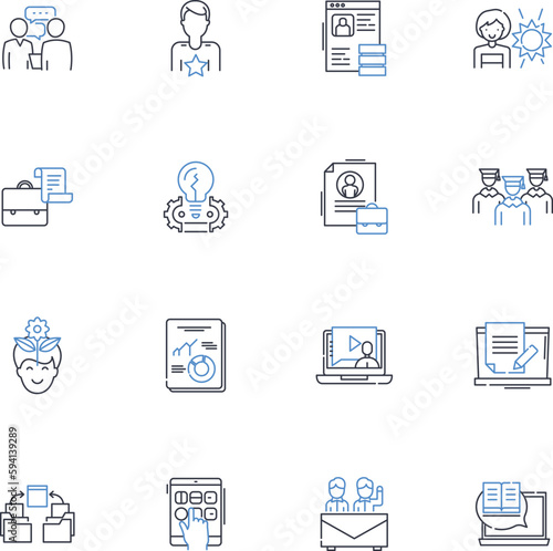 Online publishing line icons collection. Digital, Content, Website, Blog, Article, Publishing, E-book vector and linear illustration. Platform,Online,Blogging outline signs set