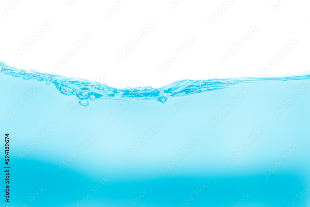 Drink clean blue water in a glass and the bubbles look like splashes and waves. Drink clean blue water in a glass and the bubbles look like splashes and waves.