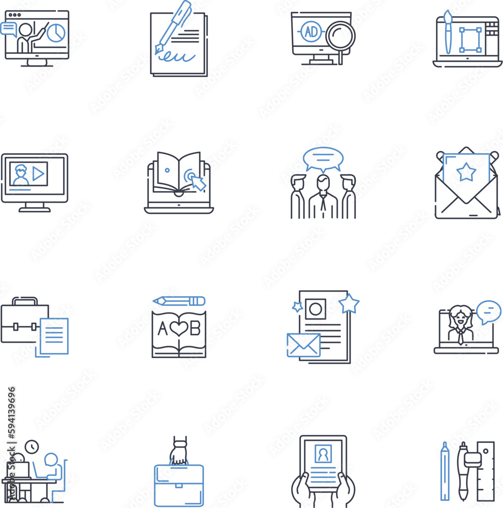 Copy forming line icons collection. Adaptation, Gathering, Collation, Crafting, Drafting, Composing, Conceptualizing vector and linear illustration. Ideation,Formulation,Creating outline signs set Copy forming line icons collection. Adaptation, Gathering, Collation, Crafting, Drafting, Composing, Conceptualizing vector and linear illustration. Ideation,Formulation,Creating outline signs set