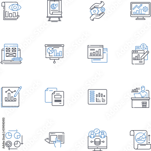 Data manipulation tool line icons collection. Transform, Analyze, Extract, Filter, Aggregate, Merge, Sort vector and linear illustration. Join,Pivot,Clean outline signs set