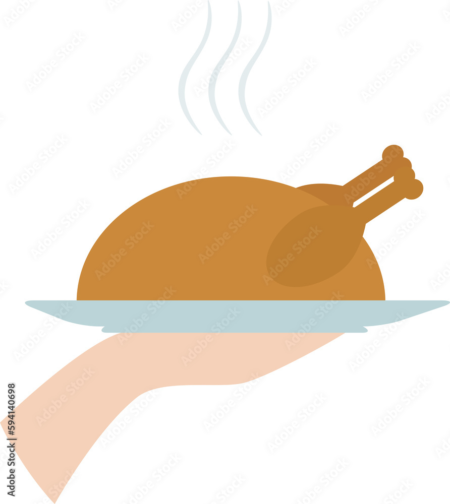 Human hand holding dish with hot roast turkey Icon Design element Human hand holding dish with hot roast turkey Icon Design element