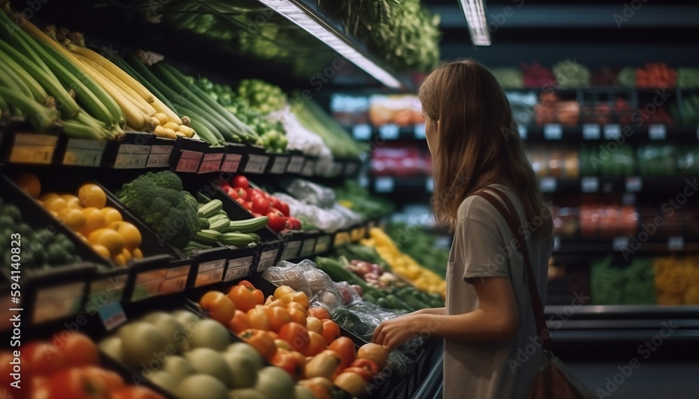 Woman Shopping In Supermarket, Generative AI