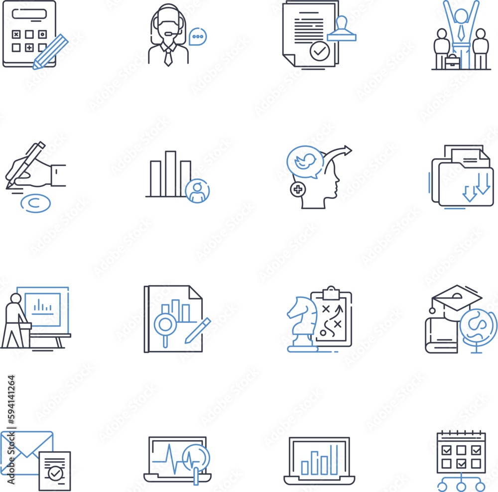 Results-driven line icons collection. Achievement, Focus, Success, Outcome, Productivity, Effectiveness, Efficiency vector and linear illustration. Goals,Execution,Progress outline signs set