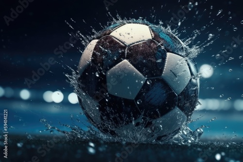 soccer ball being kicked into a pool. Generative AI