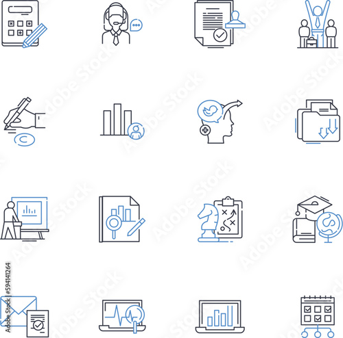 Results-driven line icons collection. Achievement, Focus, Success, Outcome, Productivity, Effectiveness, Efficiency vector and linear illustration. Goals,Execution,Progress outline signs set