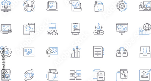 Details line icons collection. intricacy, precision, accuracy, finesse, thoroughness, delicacy, elaboration vector and linear illustration. nuance,subtlety,intricateness outline signs set