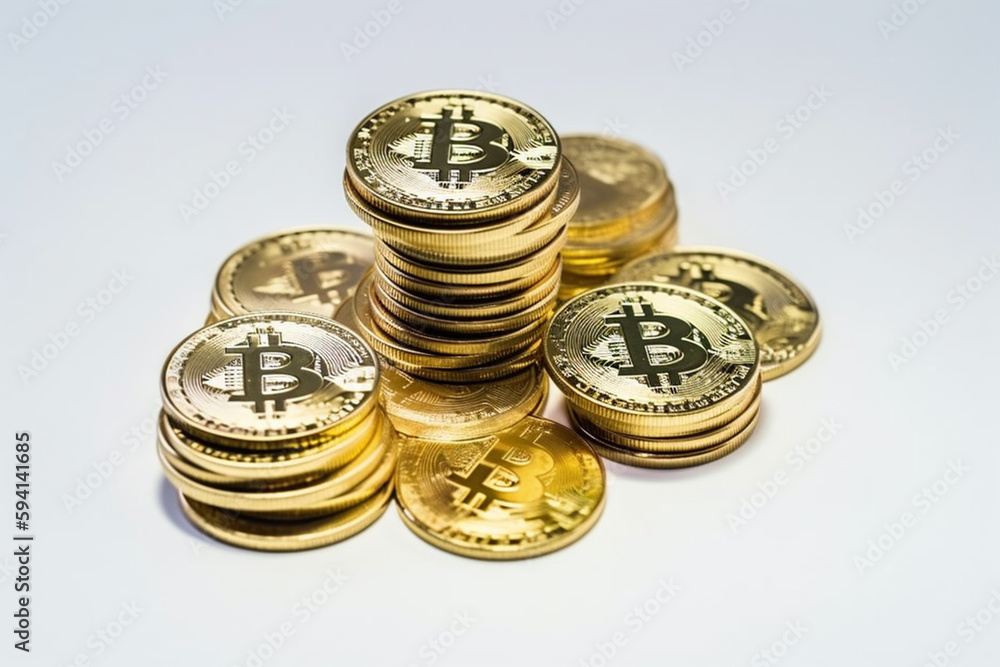 bitcoins isolated on white