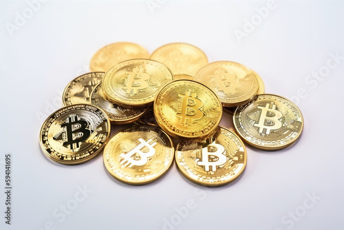 bitcoins isolated on white