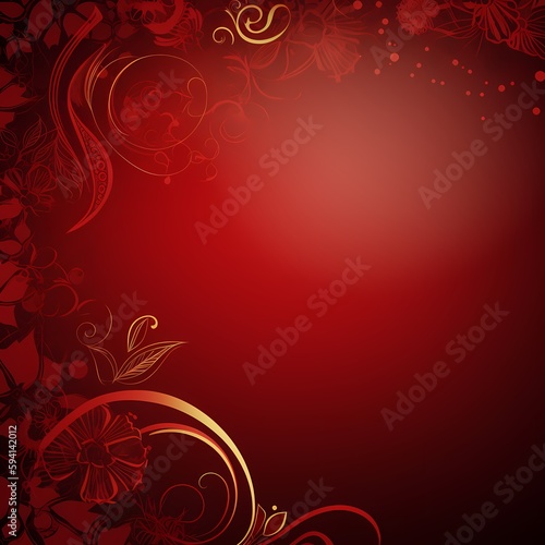 Happy Chinese new year luxury style pattern background vector. Oriental sakura flower gold line art texture on red background. Design illustration for wallpaper, card, poster, packaging, advertising