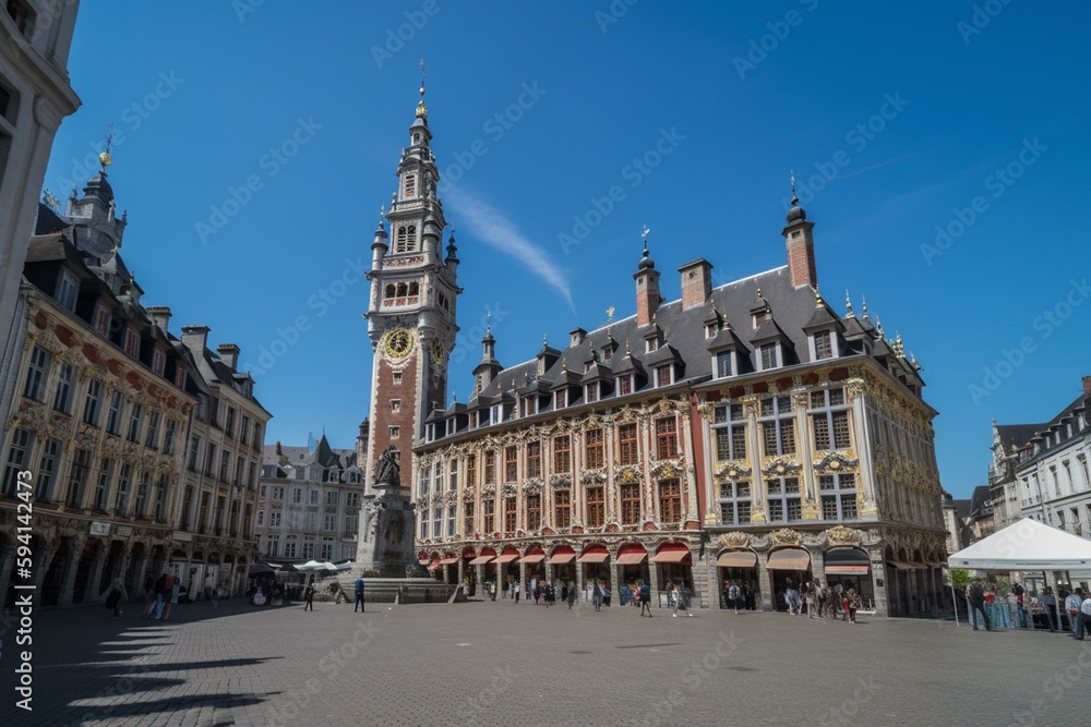 Lille (France) / Grand place. Generative AI