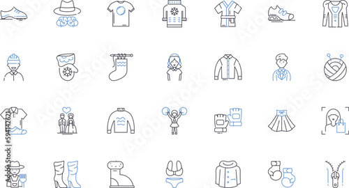 Costume line icons collection. Disguise, Attire, Outfit, Masquerade, Cosplay, Attic, Accessory vector and linear illustration. Dress-up,Halloween,Prop outline signs set