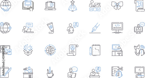 Trade and industry line icons collection. Manufacturing, Production, Infrastructure, Commerce, Innovation, Supply, Logistics vector and linear illustration. Packaging,Investment,Export outline signs