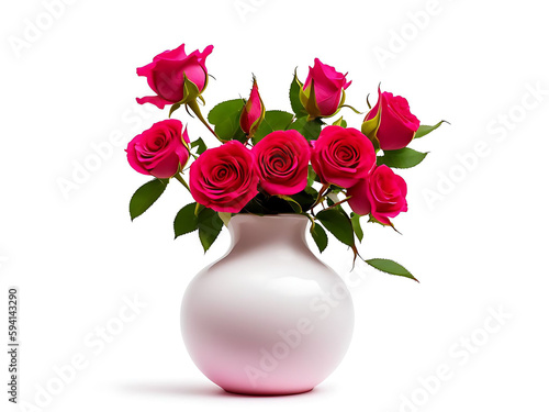 Wallpaper Mural Rose in the vase on white background. Generative ai Torontodigital.ca