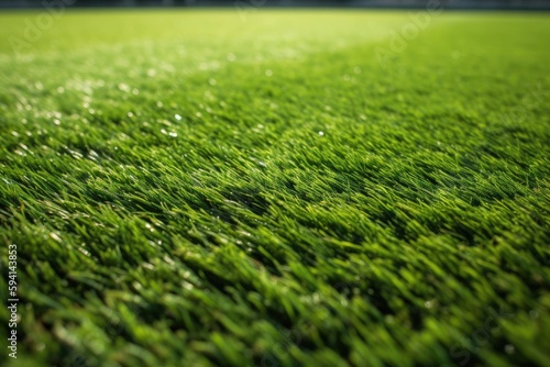 lush green field with blades of grass up close. Generative AI © 2rogan