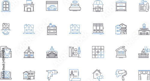 Rebranding effort line icons collection. Revamp, Refresh, Renovation, Reinvent, Renewal, Revitalization, Transformation vector and linear illustration. Overhaul,Modernization,Upgrade outline signs set