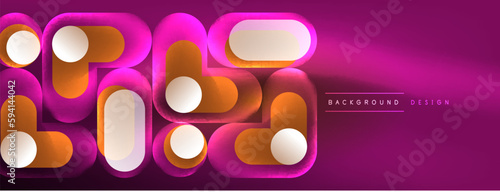 Neon circle abstract background. Template for wallpaper, banner, presentation, background