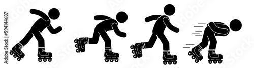 illustration of a person using roller skates. stick figure. pictogram