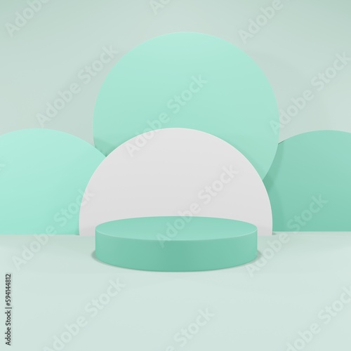 Green realistic 3d rendering abstract platform podium product presentation backdrop background © Tubagus