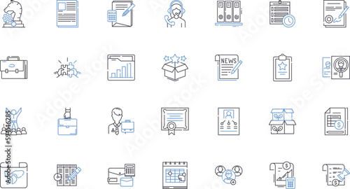 Document control line icons collection. Compliance, Records, Approval, Traceability, Quality, Management, Security vector and linear illustration. Archiving,Revision,Workflow outline signs set