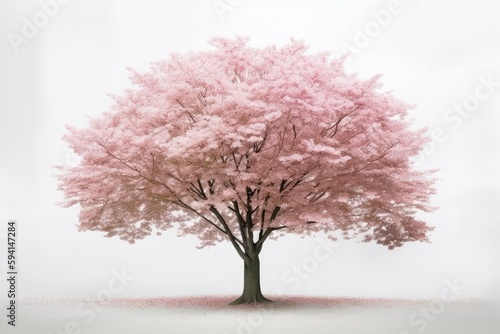 Pink Tree with Abundant Leaves. Generative AI © 2rogan