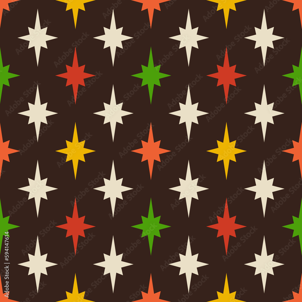 Brown colorful starry seamless pattern Brown colorful starry seamless pattern