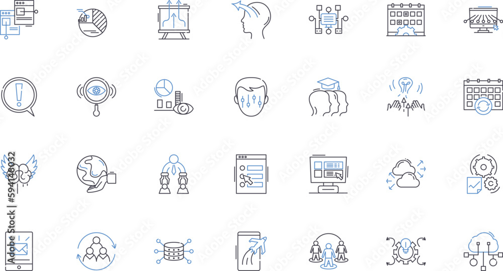 Performance improvement line icons collection. Enhance, Optimize, Upgrade, Boost, Progress, Ameliorate, Refine vector and linear illustration. Streamline,Develop,Modernize outline signs set