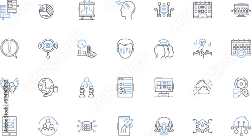 Performance improvement line icons collection. Enhance, Optimize, Upgrade, Boost, Progress, Ameliorate, Refine vector and linear illustration. Streamline,Develop,Modernize outline signs set