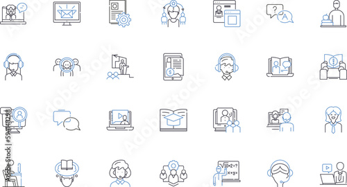 Teacher line icons collection. Mentor, Educator, Instructor, Coach, Tutor, Guide, Proficient vector and linear illustration. Facilitator,Trainer,Educative outline signs set
