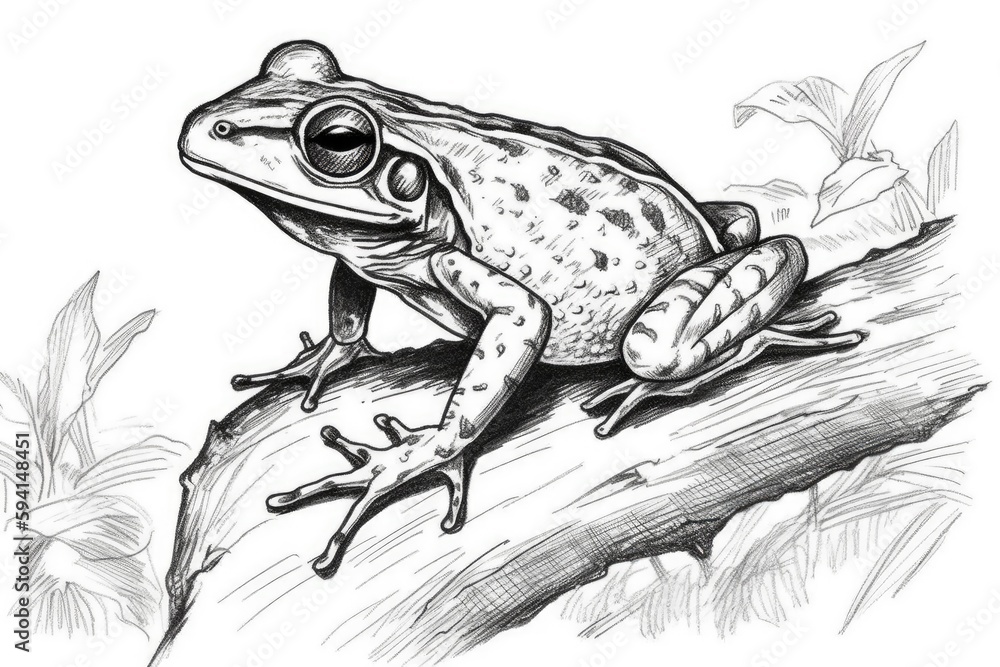Naklejka premium green tree frog perched on a tree branch. Generative AI