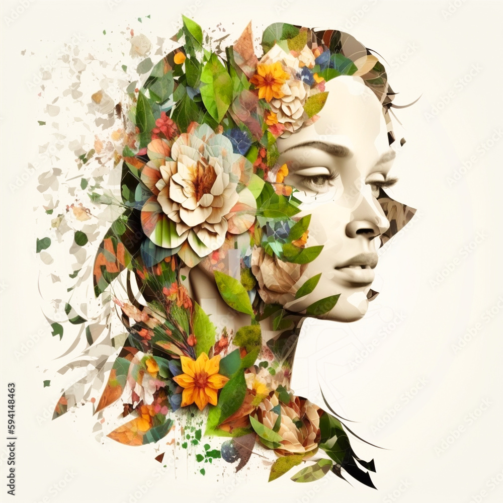 Portrait_of_a_woman_with_lots_of_flowers._Abstract generative AI