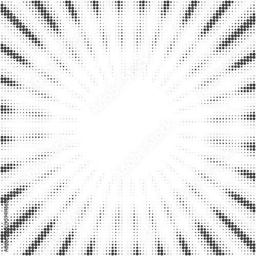 Sun rays halftone background. White and grey radial abstract comic pattern. Vector explosion abstract lines backdrop