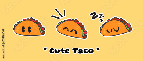Cute Taco Mascot Character Vector Illustration Set