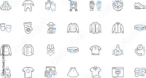 Trade precinct line icons collection. Vendors, Market, Commerce, Confluence, Pedestrianized, Transactions, Shopping vector and linear illustration. Business,Entrepreneurs,Pavilions outline signs set