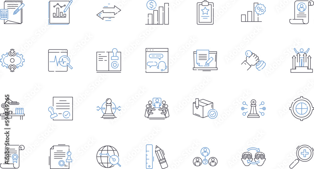 Competence line icons collection. Proficiency, Expertise, Skill, Capability, Knowledge, Mastery, Savvy vector and linear illustration. Prowess,Aptitude,Dexterity outline signs set
