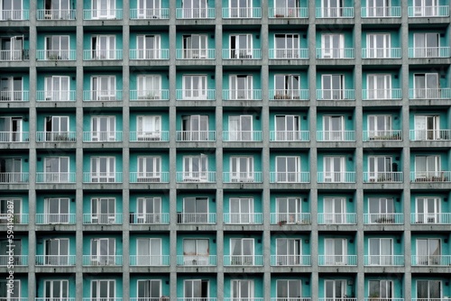 skyscraper with numerous windows and balconies. Generative AI